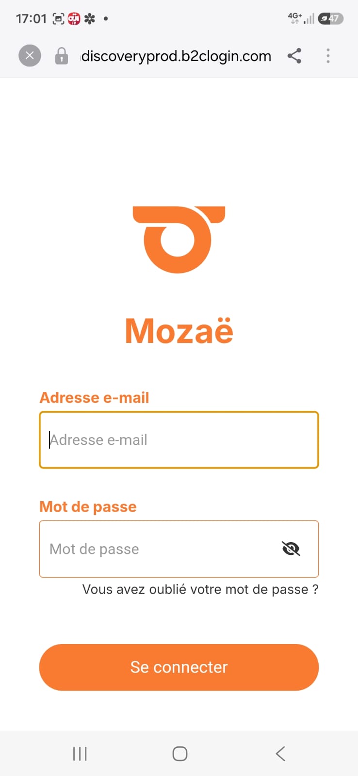 Lien Mot de passe oublié sur l écran de connexion