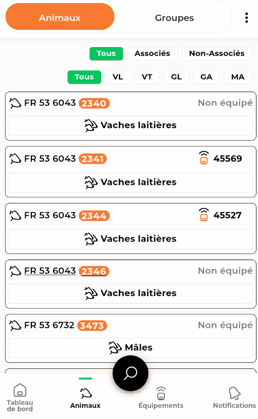 Acceso al software de gestión del rebaño desde una notificación