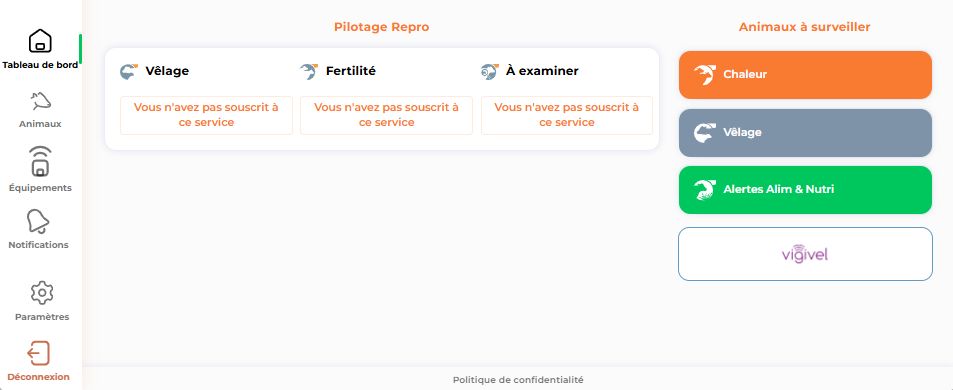 Botón Vigivel en la aplicación Mozaë