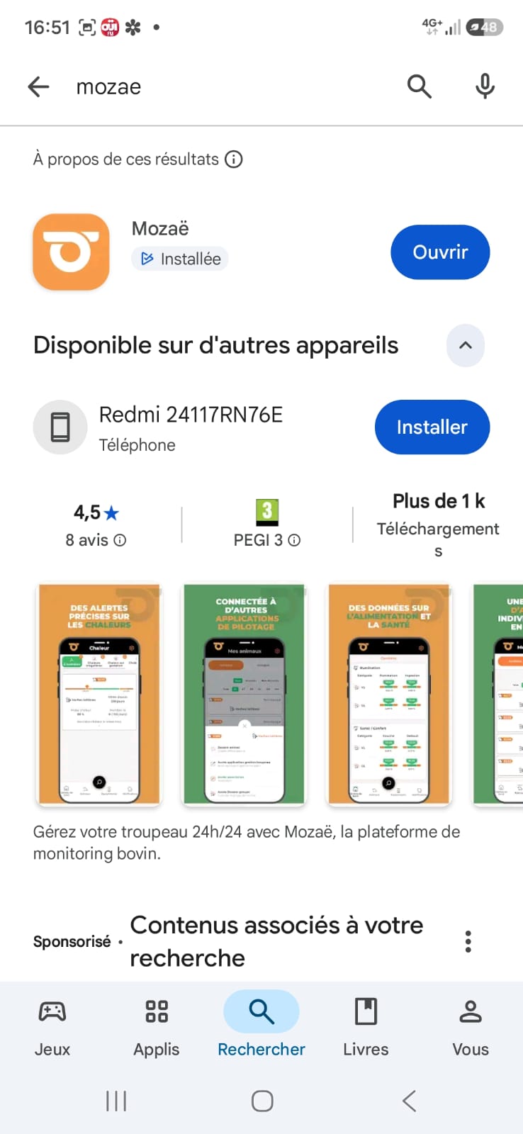 Aplicación Mozaë en la tienda de aplicaciones