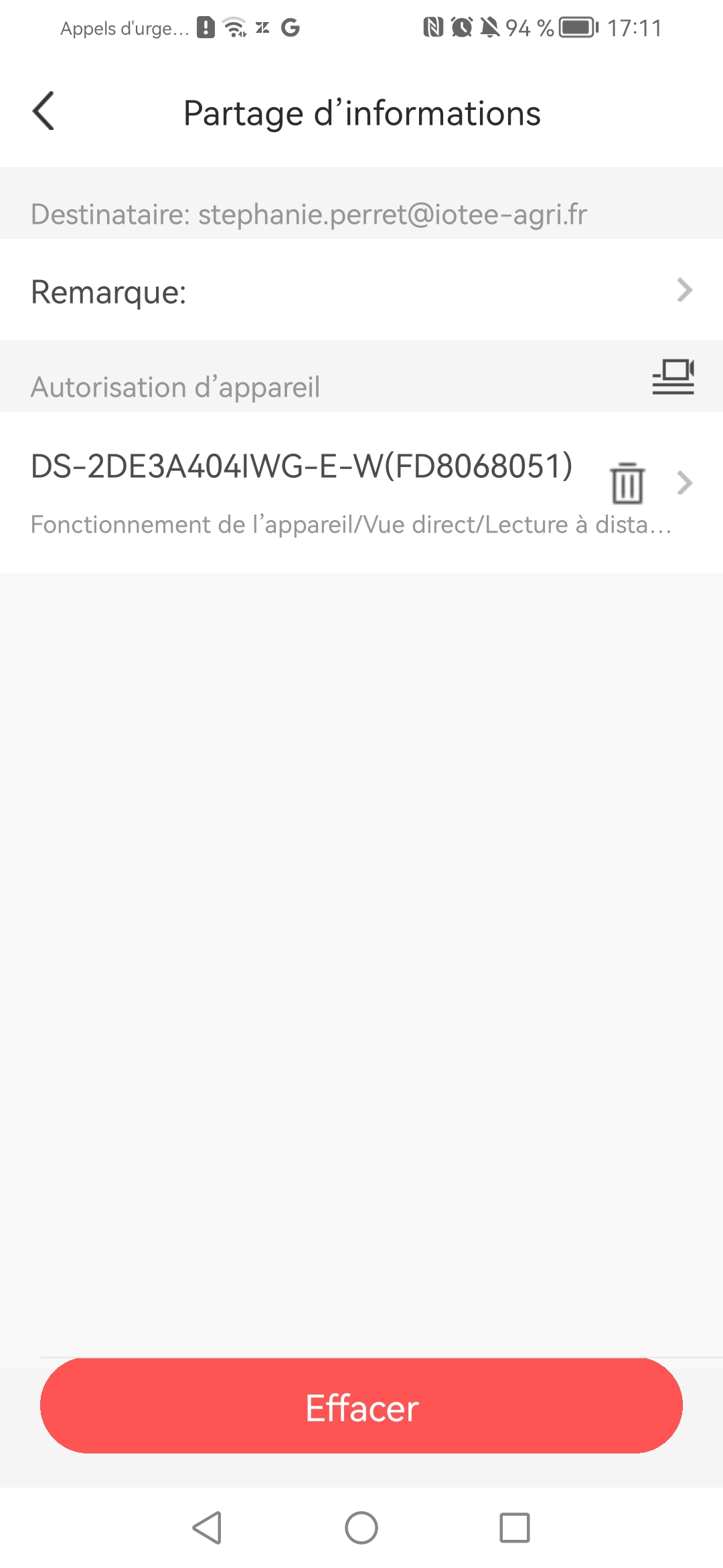 Icona del cestino sulla riga della telecamera