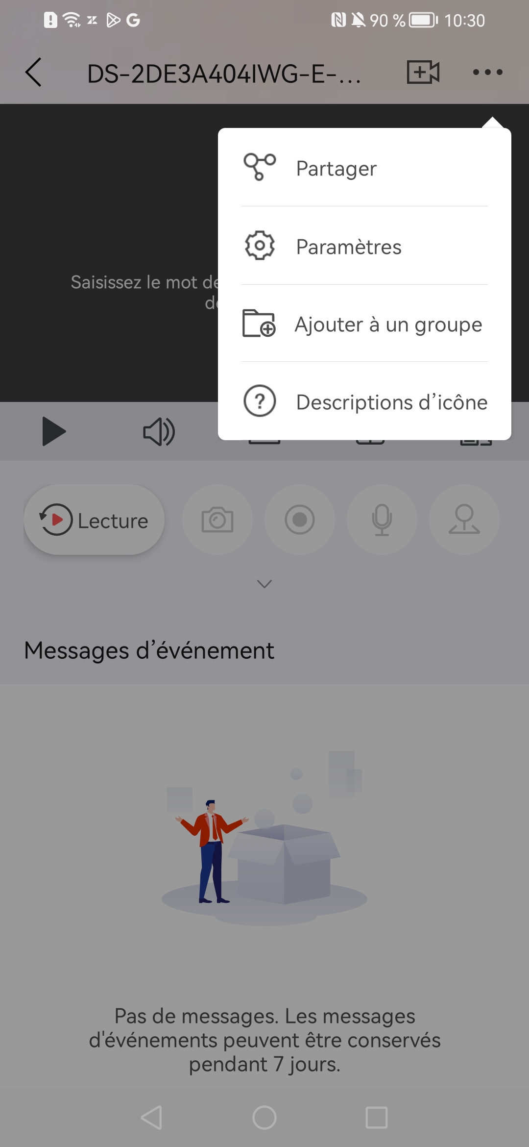 Camera three-dot menu