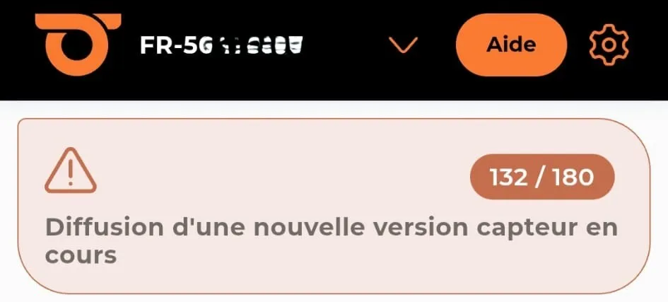 Oranges Banner zum Fortschritt des Updates