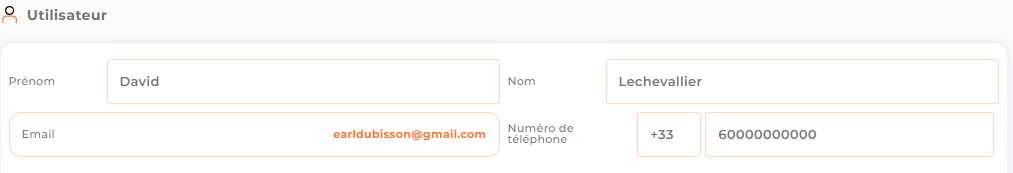 Introdução do número de telefone de um utilizador